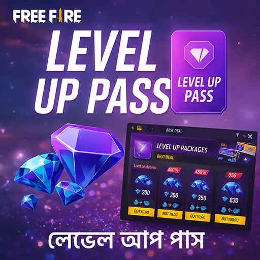 Level Up Pass - free fire diamond top up bd - ff diamond top up - uid top up bd service